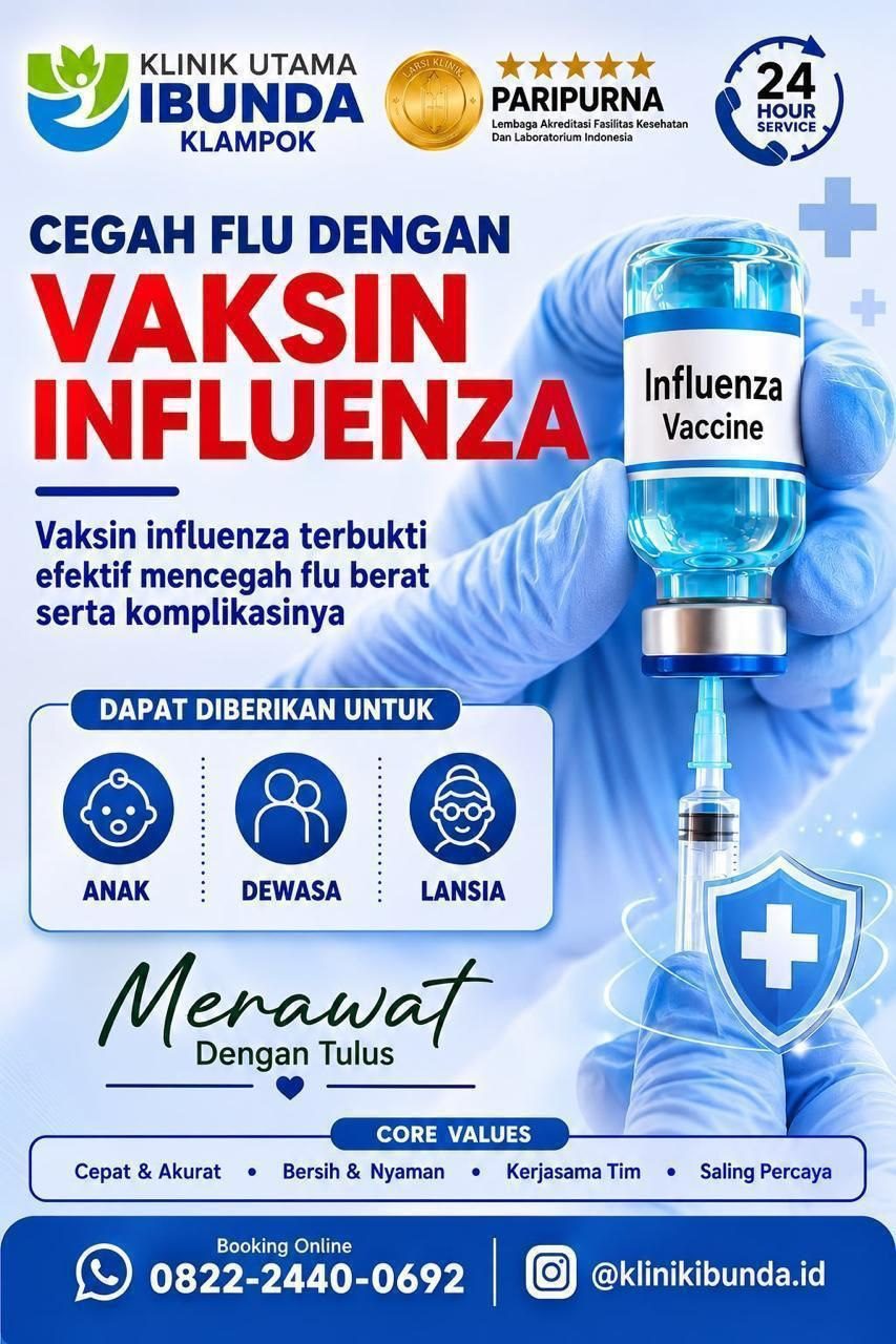 Vaksin Influenza: Perisai Kesehatan Terbaik Menghadapi Musim Pancaroba.